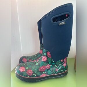 BOGS womens 11 Classic Tall ROSE GARDEN BOOTS 71789-402 Rain Snow Mud Rubber